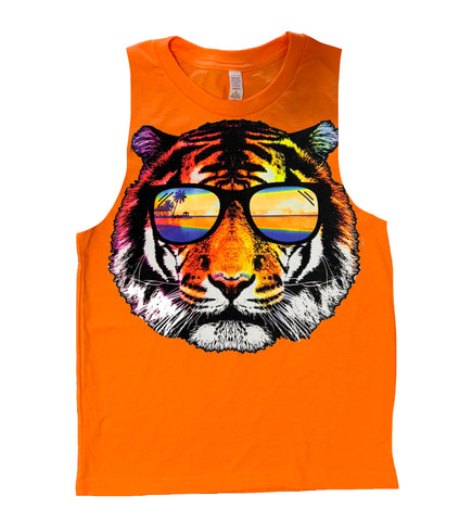 Neon Tiger Muscle Tank, Neon Orange (Toddler, Youth, Adult)