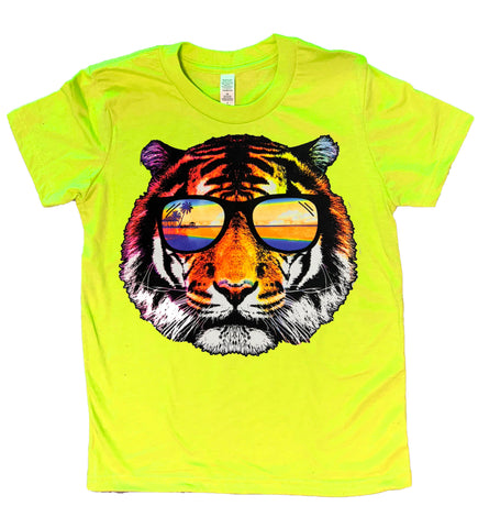 Neon Tiger Tee, Neon Yellow  (Toddler, Youth, Adult)