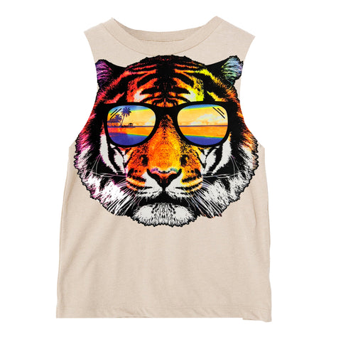 Neon Tiger Muscle Tank, Natural (Toddler, Youth, Adult)