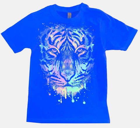 Pastel Tiger Tee, Neon Blue   (Infant, Toddler, Youth, Adult)