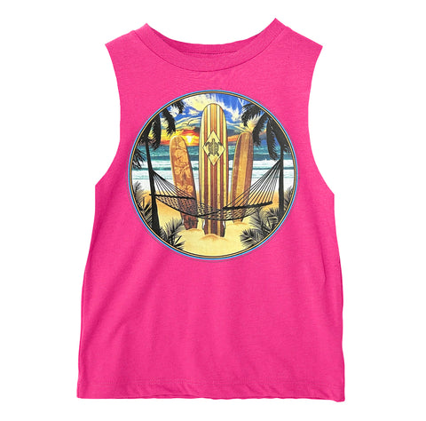 Turtle Bay Muscle Tank, Hot Pink (Toddler, Youth, Adult)