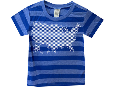USA Checkers Tee, Royal Stripe(Toddler, Youth)