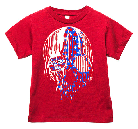 USA Drip Skull Tee, Red  (Infant, Toddler, Youth, Adult)