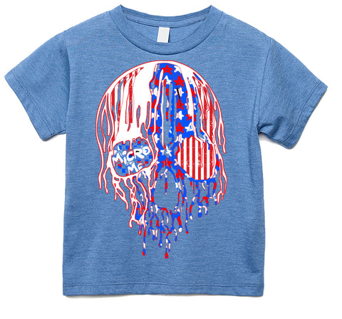 USA Drip Skull Tee, Carolina Blue  (Infant, Toddler, Youth, Adult)