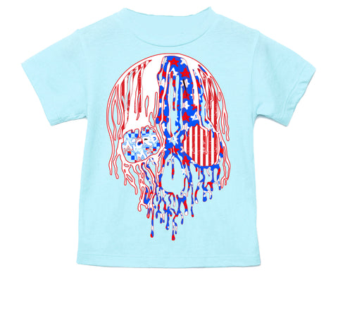 USA Drip Skull Tee, Lt. Blue  (Infant, Toddler, Youth, Adult)