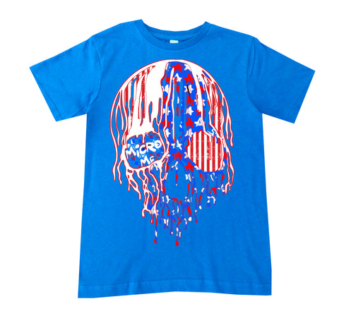 USA Drip Skull Tee, Neon Blue  (Infant, Toddler, Youth, Adult)