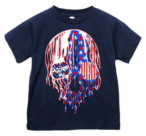 USA Drip Skull Tee, Navy  (Infant, Toddler, Youth, Adult)