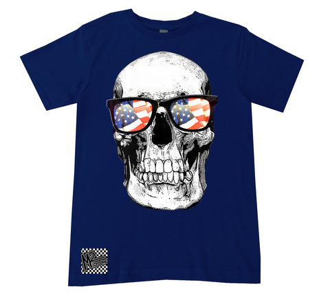 4TH-USA Skull Tee, Navy  (Infant, Toddler, Youth, Adult)