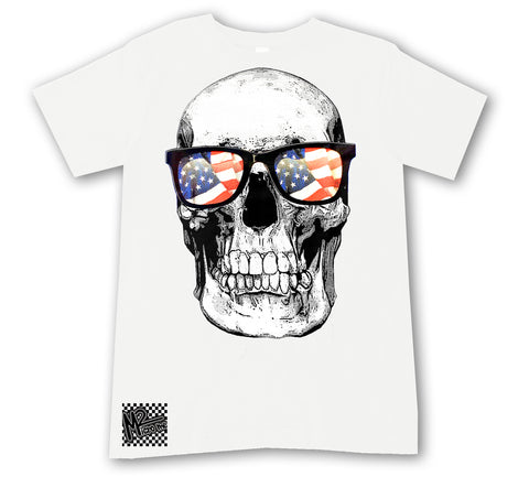 4TH-USA Skull Tee, White  (Infant, Toddler, Youth, Adult)