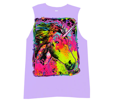 Neon Unicorn Muscle Tank, Lavender (Infant, Toddler, Youth, Adult)
