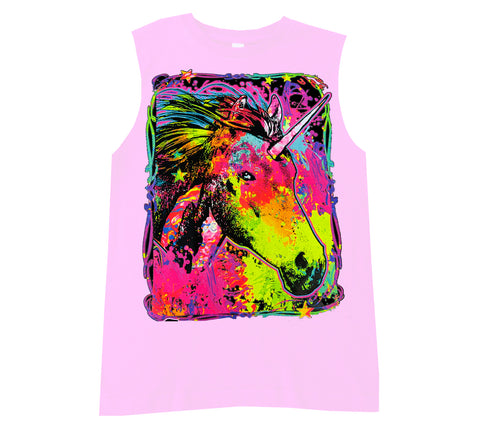 Neon Unicorn Muscle Tank, Lt.Pinki (Infant, Toddler, Youth, Adult)