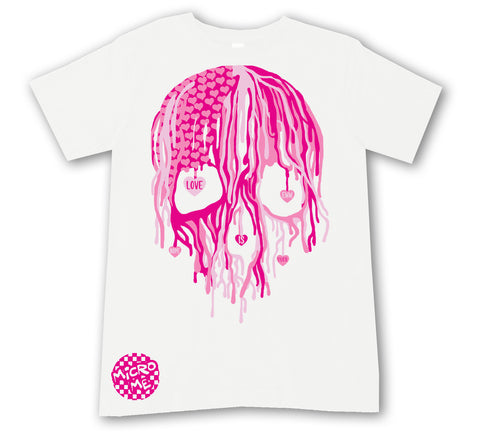 Valentine Drip Skull Tee, White (Infant, Toddler, Youth, Adult)