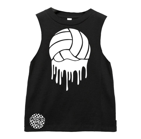 Volleyball Drip Muscle Tank, Black  (Infant, Toddler, Youth, Adult)