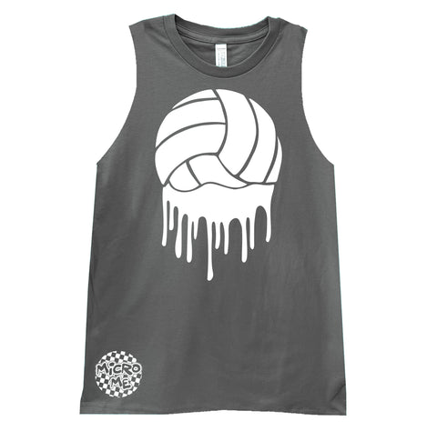 Volleyball Drip Muscle Tank, Charc  (Infant, Toddler, Youth, Adult)