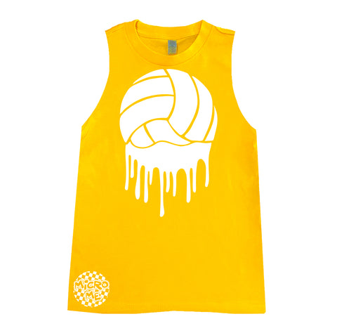 Volleyball Drip Muscle Tank, Gold (Infant, Toddler, Youth, Adult)