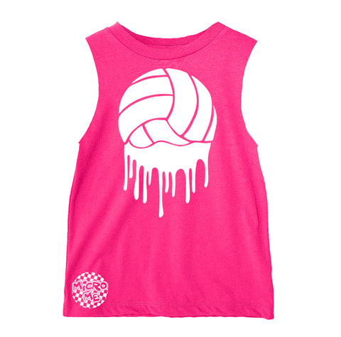 Volleyball Drip Muscle Tank, Hot Pink (Infant, Toddler, Youth, Adult)