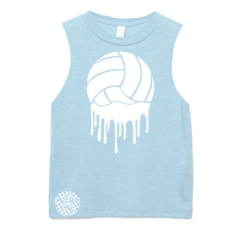 Volleyball Drip Muscle Tank, Lt. Blue (Infant, Toddler, Youth, Adult)