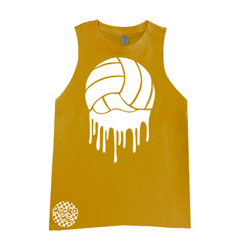 Volleyball Drip Muscle Tank,Mustard  (Youth, Adult)