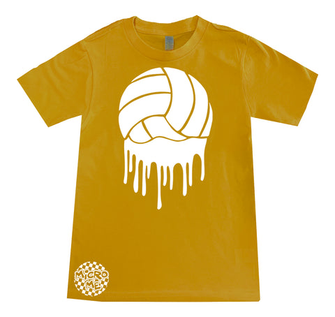 Volleyball Drip Tee, Mustard  (Youth, Adult)