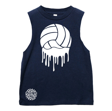 Volleyball Drip Muscle Tank, Navy (Infant, Toddler, Youth, Adult)