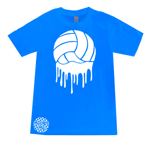 Volleyball Drip Tee,  Neon Blue (Infant, Toddler, Youth, Adult)
