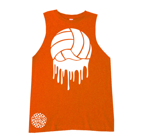 Volleyball Drip Muscle Tank, Orange (Infant, Toddler, Youth, Adult)