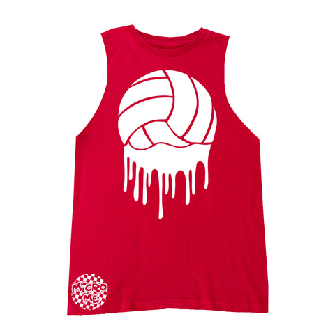 Volleyball Drip Muscle Tank, Red  (Infant, Toddler, Youth, Adult)
