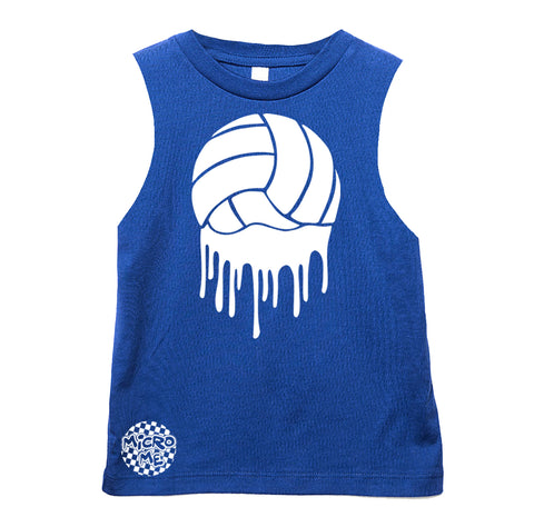 Volleyball Drip Muscle Tank, Royal (Infant, Toddler, Youth, Adult)
