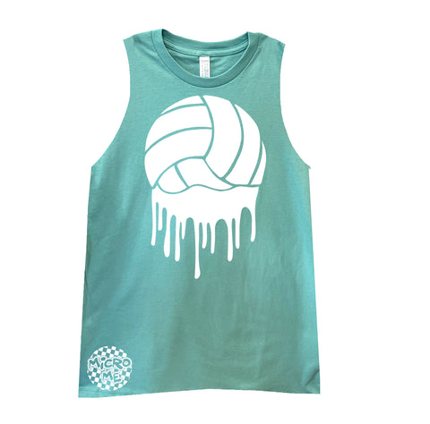 Volleyball Drip Muscle Tank,Saltwater (Infant, Toddler, Youth, Adult)