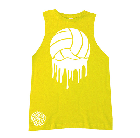 Volleyball Drip Muscle Tank, Yellow (Infant, Toddler, Youth, Adult)