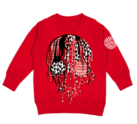 Vday Drip Skull Crew Sweatshirt, Red (Toddler, Youth, Adult)