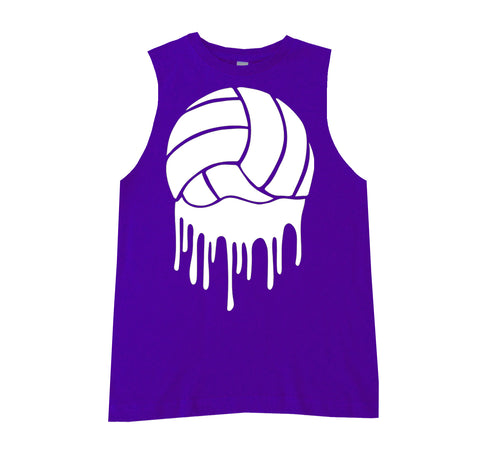 Volleyball Drip Muscle Tank, Purple (Infant, Toddler, Youth, Adult)