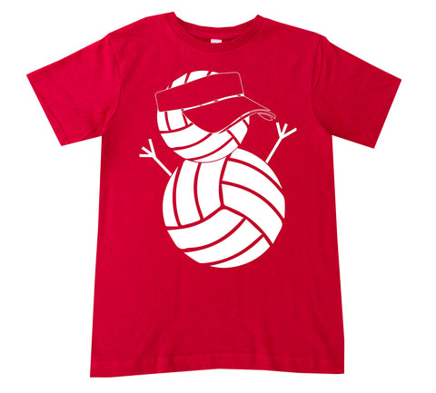 Volleyball Snowman Tee Shirt, Red (Infant, Toddler, Youth)