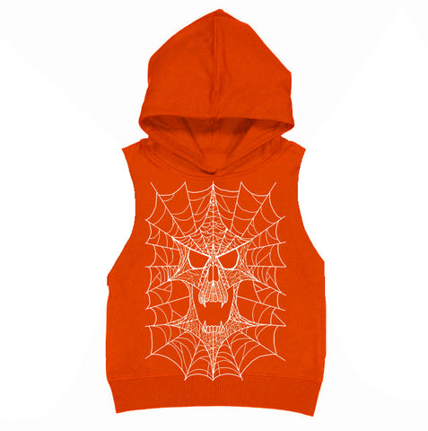 Web Skull Fleece Muscle Tank, Orange(Toddler, Youth, Adult)