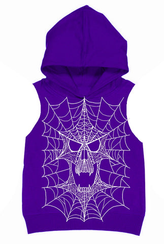 Web Skull Fleece Muscle Tank, Purple (Toddler, Youth, Adult)