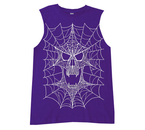 Web Skull Muscle Tank,  Purple  (Infant, Toddler, Youth, Adult)