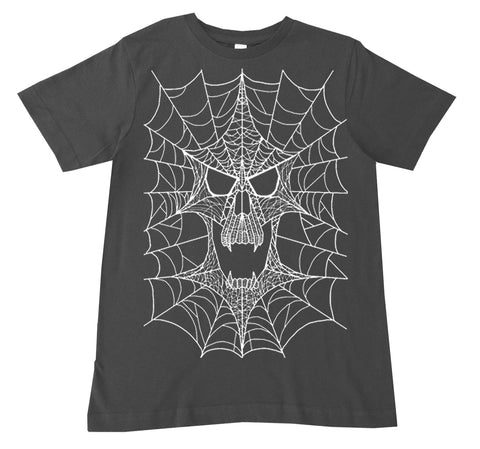 Web Skull Tee,  Charcoal (Infant, Toddler, Youth, Adult)