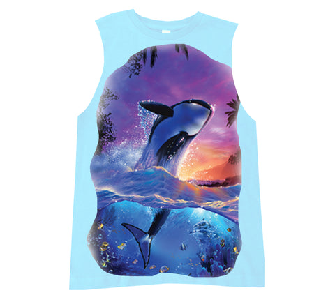 Orca Muscle Tank,  Lt. Blue  (Infant, Toddler, Youth, Adult)