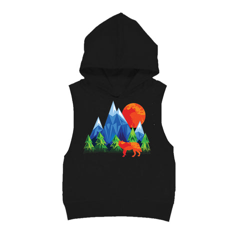 Wild Wolf Muscle Tank Hoodie, Black(Toddler, Youth, Adult)