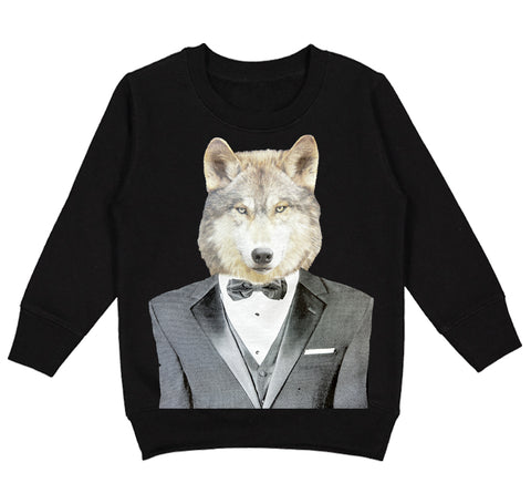 Wolf Tuxedo Sweatshirt, Black (Toddler, Youth)
