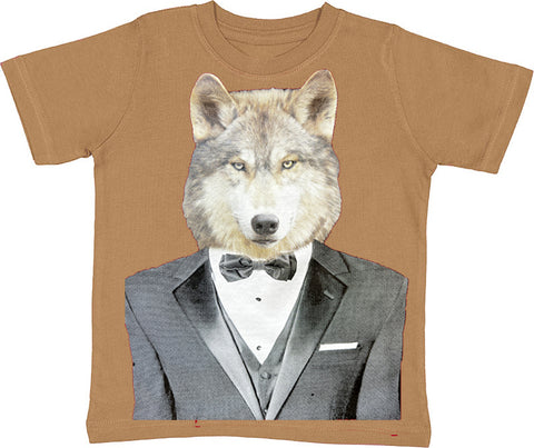 Wolf Tuxedo Tee, Coyote Brown (Toddler, Youth, Adult)