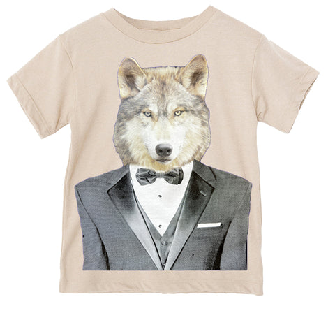 Wolf Tuxedo Tee, Natural  (Infant, Toddler, Youth, Adult)