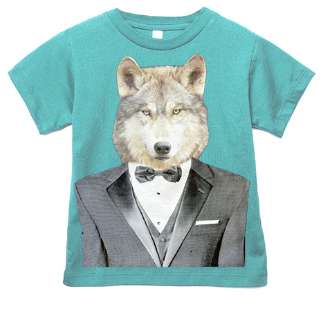 Wolf Tuxedo Tee,  Saltwater  (Toddler, Youth, Adult)