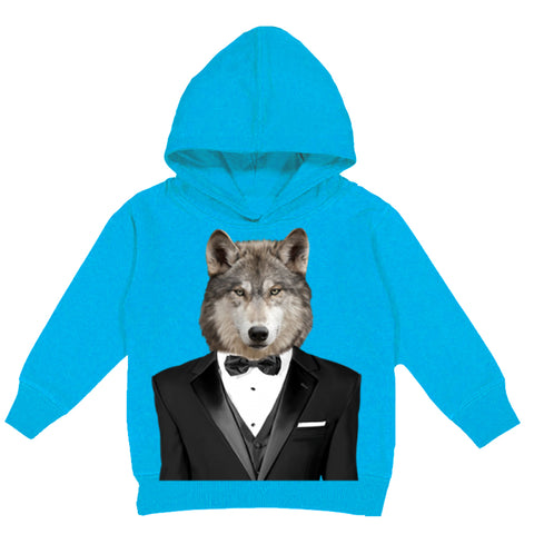 Wolf Tuxedo  Hoodie, Turq (Toddler, Youth, Adult)