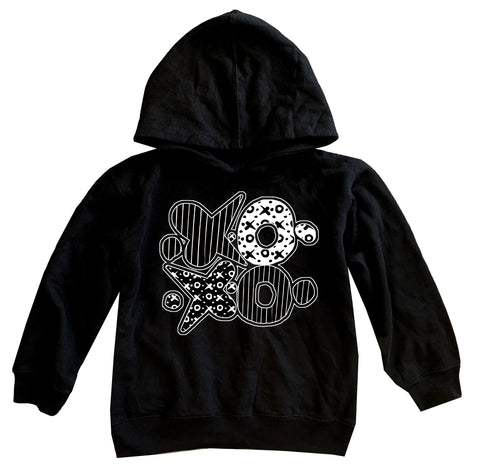 XOXO Patterns Hoodie, Black (Toddler, Youth, Adult)