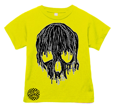 Checker Drip Skull Tee,  Yellow  (Infant, Toddler, Youth, Adult)