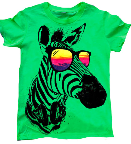 Zebra Tee, Neon Green (Infant, Toddler, Youth)