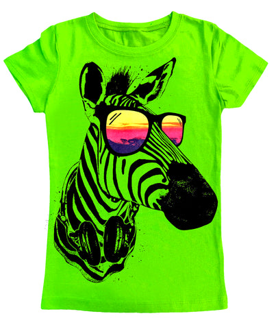 Zebra Sunnies Fitted Tee, Neon Green (Youth)