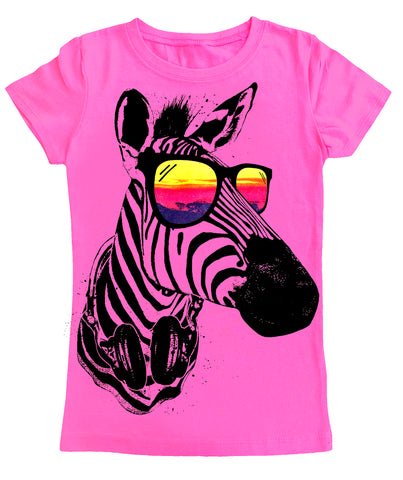 Zebra Sunnies Fitted Tee, Neon Pink (Youth)