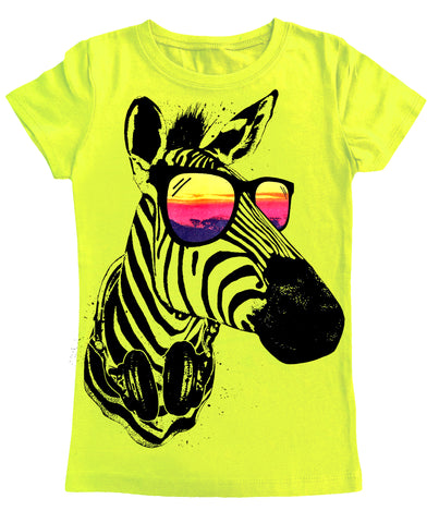 Zebra Sunnies Fitted Tee, Neon Yellow (Youth)